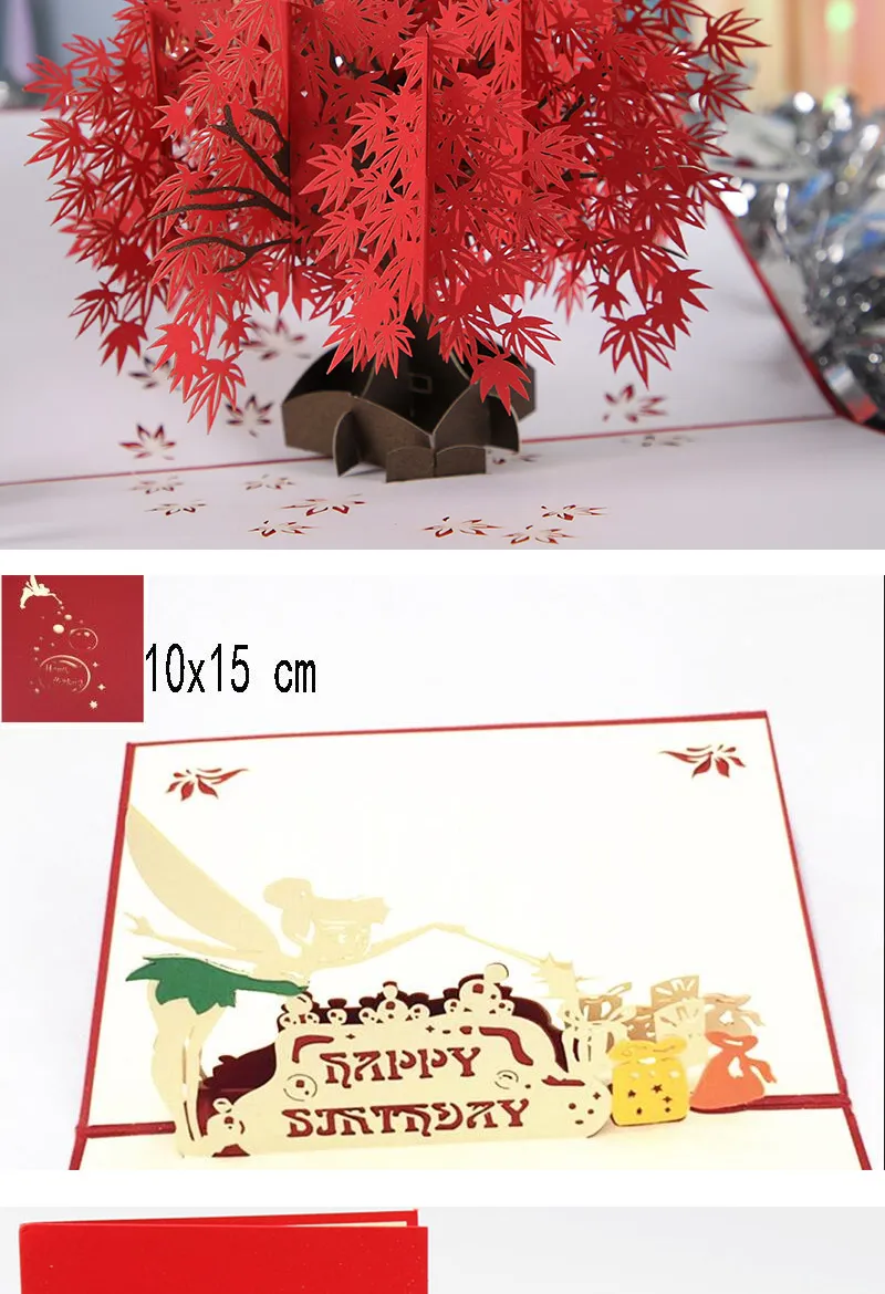 Hot 3D Pop UP Happy Birthday Cards Invitation Cake Greeting Card Business Kids Gift Tourist Postcard for Friend Dad Mom Present