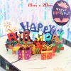 Hot 3D Pop UP Happy Birthday Cards Invitation Cake Greeting Card Business Kids Gift Tourist Postcard for Friend Dad Mom Present