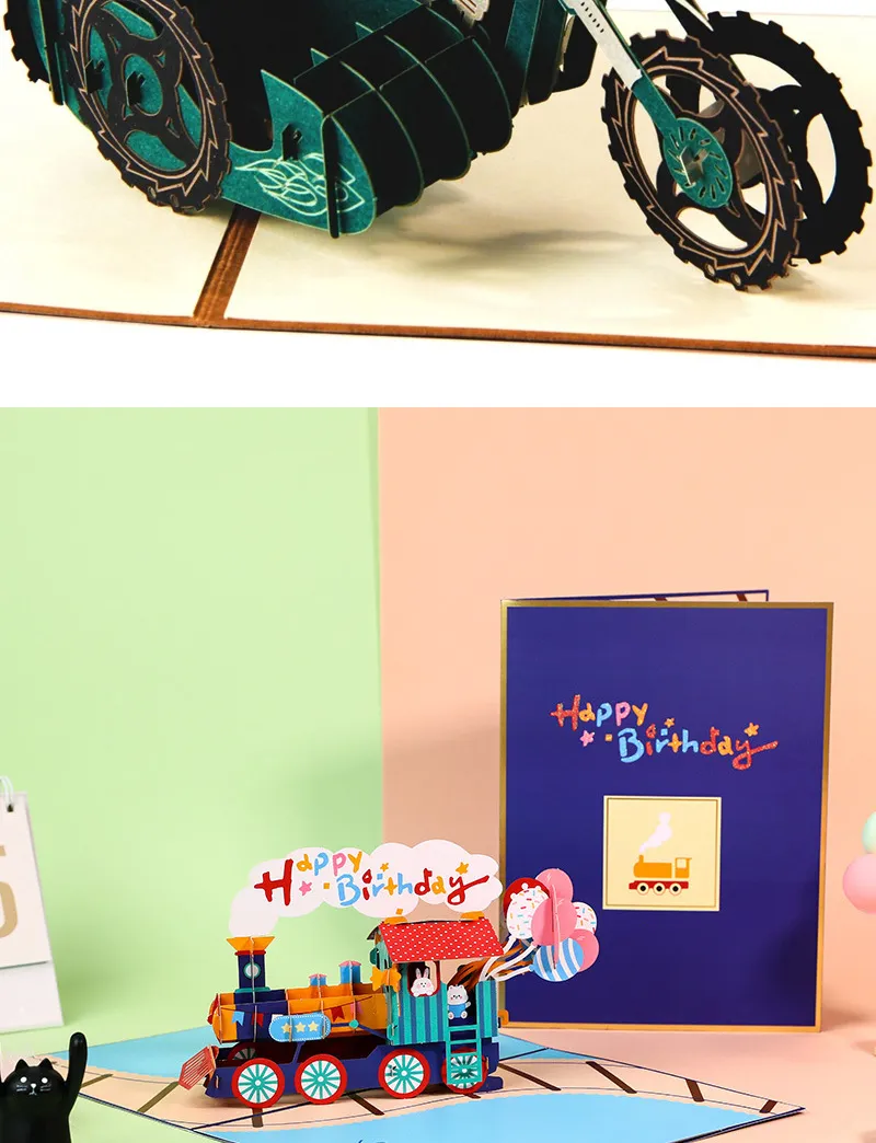 Hot 3D Pop UP Happy Birthday Cards Invitation Cake Greeting Card Business Kids Gift Tourist Postcard for Friend Dad Mom Present