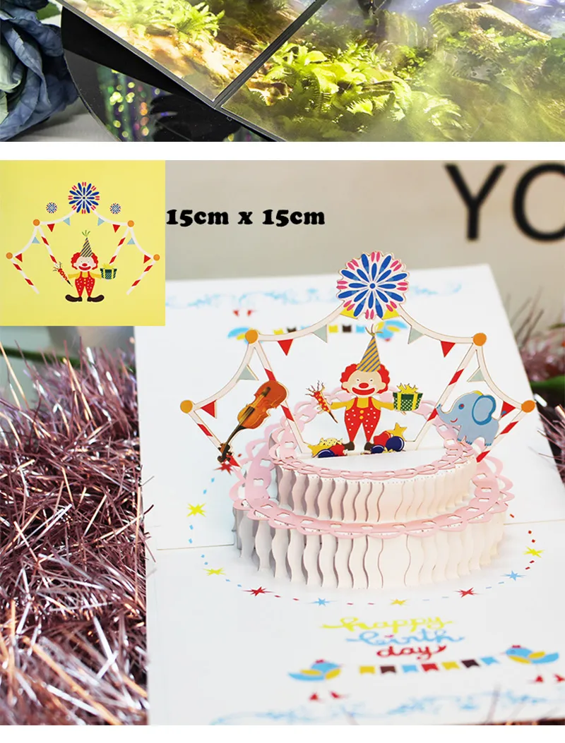 Hot 3D Pop UP Happy Birthday Cards Invitation Cake Greeting Card Business Kids Gift Tourist Postcard for Friend Dad Mom Present