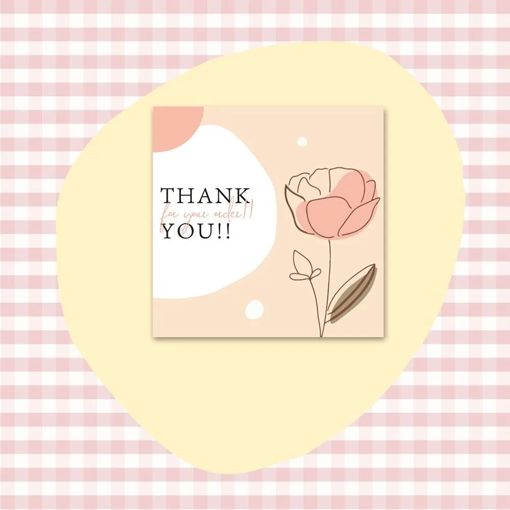 50PCS Thank You Cards Cartoon Flower Gratitude Labels Multicolor Greeting Postcards Event Ornament Home Decorations 6cm*6cm