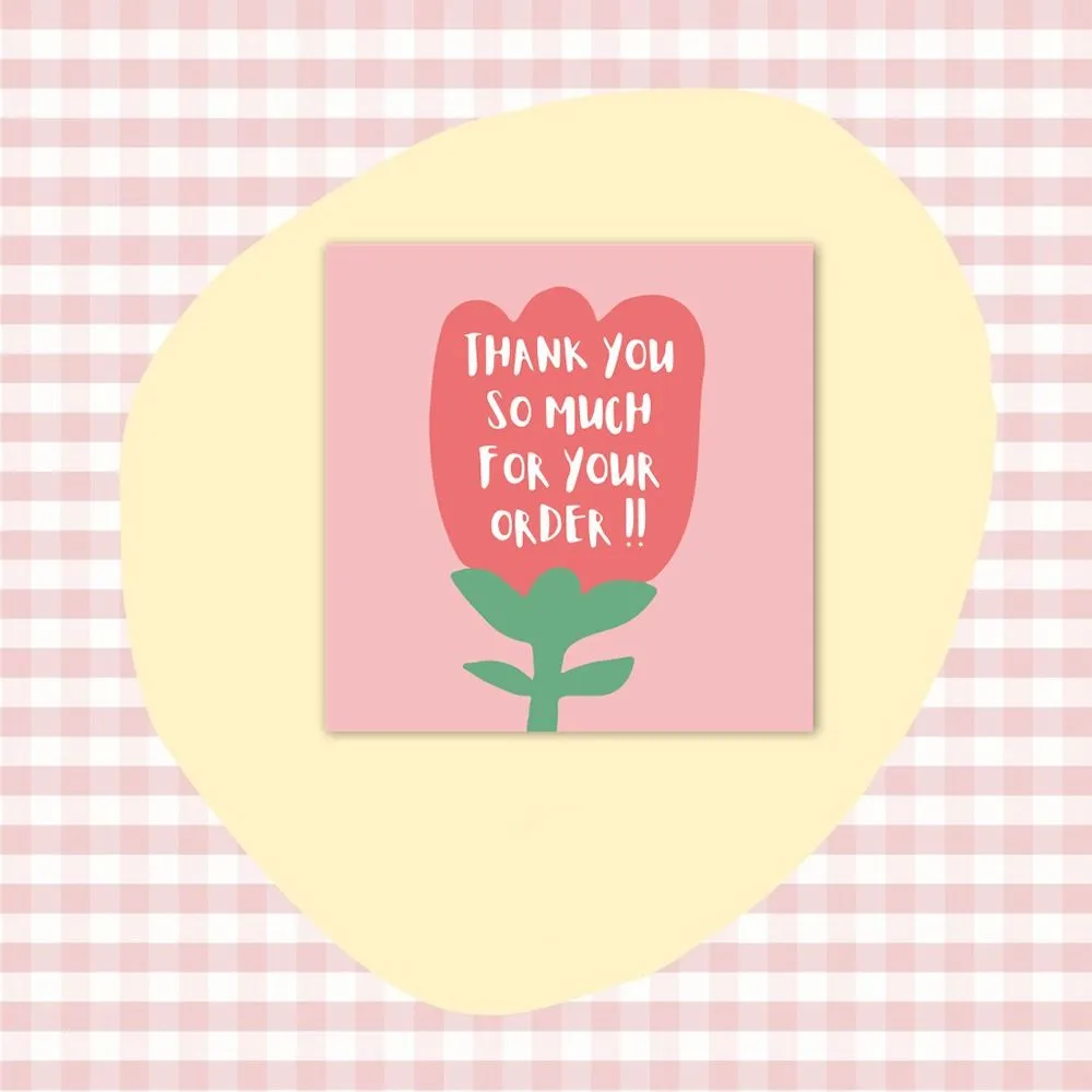 50PCS Thank You Cards Cartoon Flower Gratitude Labels Multicolor Greeting Postcards Event Ornament Home Decorations 6cm*6cm