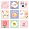 50PCS Thank You Cards Cartoon Flower Gratitude Labels Multicolor Greeting Postcards Event Ornament Home Decorations 6cm*6cm