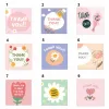 50PCS Thank You Cards Cartoon Flower Gratitude Labels Multicolor Greeting Postcards Event Ornament Home Decorations 6cm*6cm