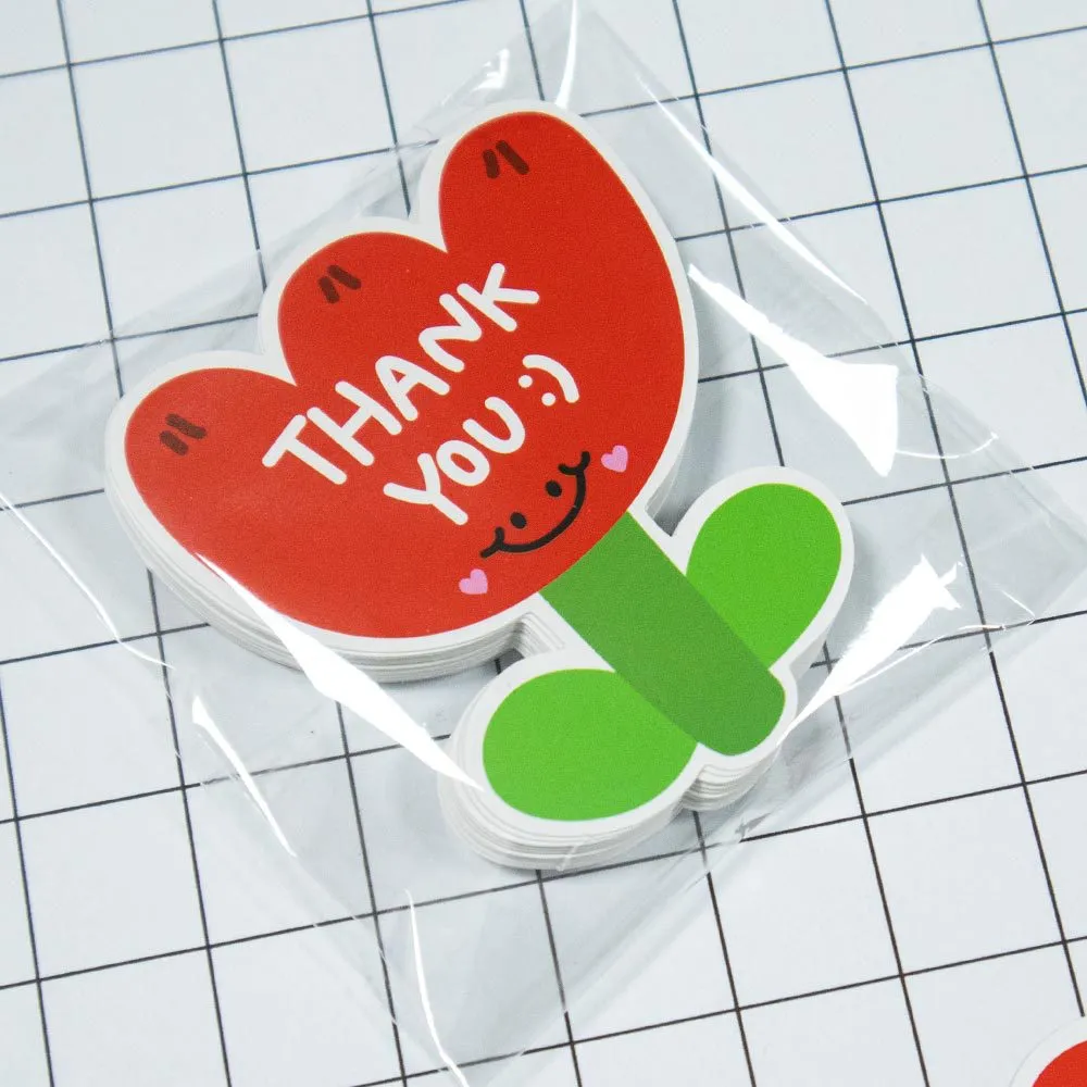 30pcs Flower Shaped Pink Thank you Thank You For The Copperplate Paper Gift Packaging Card Holiday Wedding Decoration Card