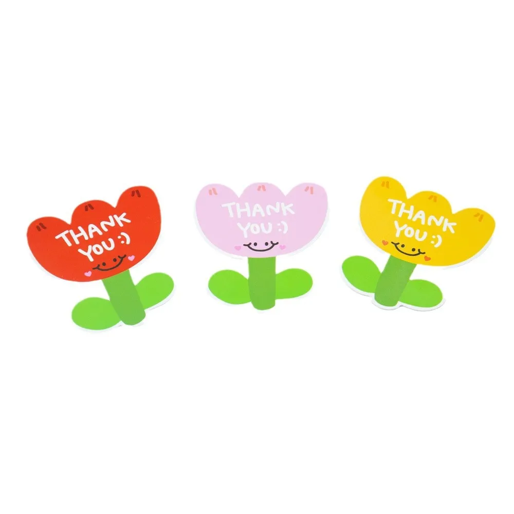 30pcs Flower Shaped Pink Thank you Thank You For The Copperplate Paper Gift Packaging Card Holiday Wedding Decoration Card