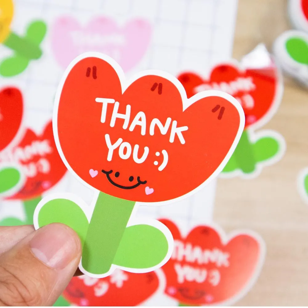 30pcs Flower Shaped Pink Thank you Thank You For The Copperplate Paper Gift Packaging Card Holiday Wedding Decoration Card