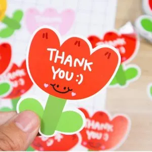 30pcs Flower Shaped Pink Thank you Thank You For The Copperplate Paper Gift Packaging Card Holiday Wedding Decoration Card