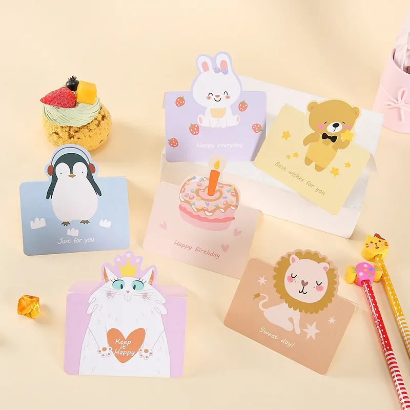 12 Sheets Cartoon Cute Animal Birthday Invitations Card Baby Shower Blessing Thank You New Year Greeting Card with Envelope