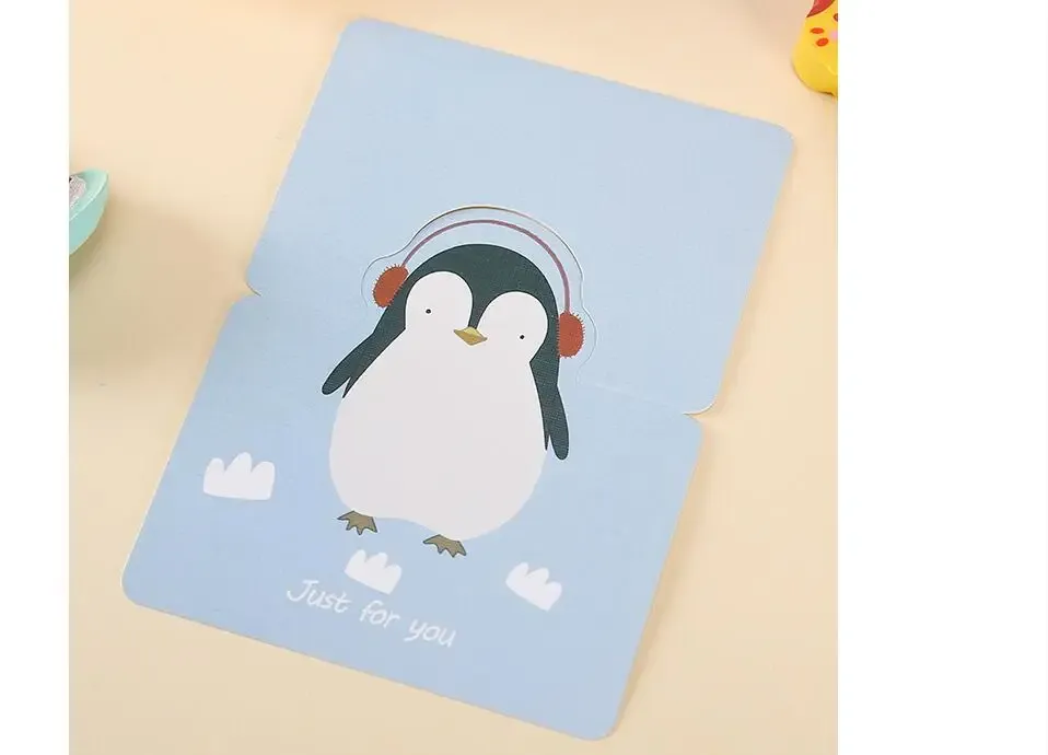 12 Sheets Cartoon Cute Animal Birthday Invitations Card Baby Shower Blessing Thank You New Year Greeting Card with Envelope