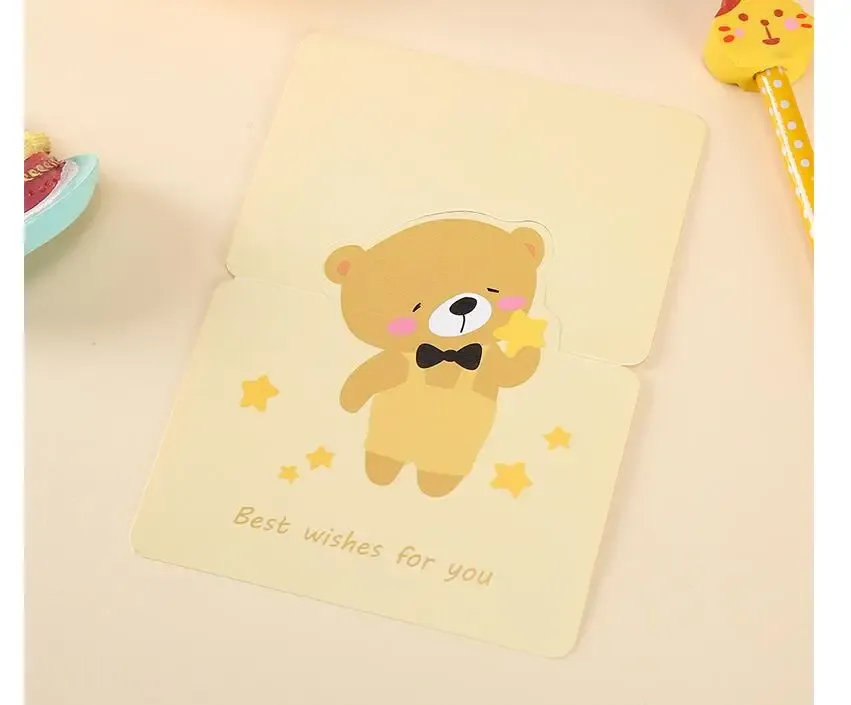 12 Sheets Cartoon Cute Animal Birthday Invitations Card Baby Shower Blessing Thank You New Year Greeting Card with Envelope