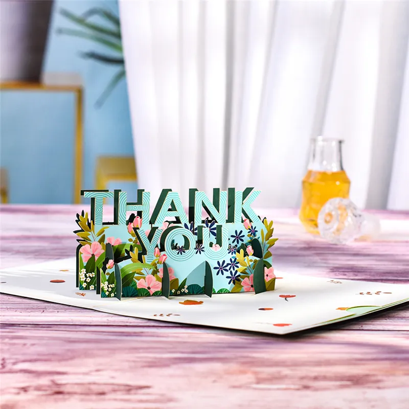 Thank You Card Pop-Up 3D Greeting Cards for Thanksgiving Mothers Fathers Day Gratuation Anniversary Valentines