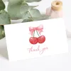 50pcs Adorable Cherry Thank You Cards,For Party Favors,Small Business Retail Gift Wrapping Cards,Online Store Packaging Inserts