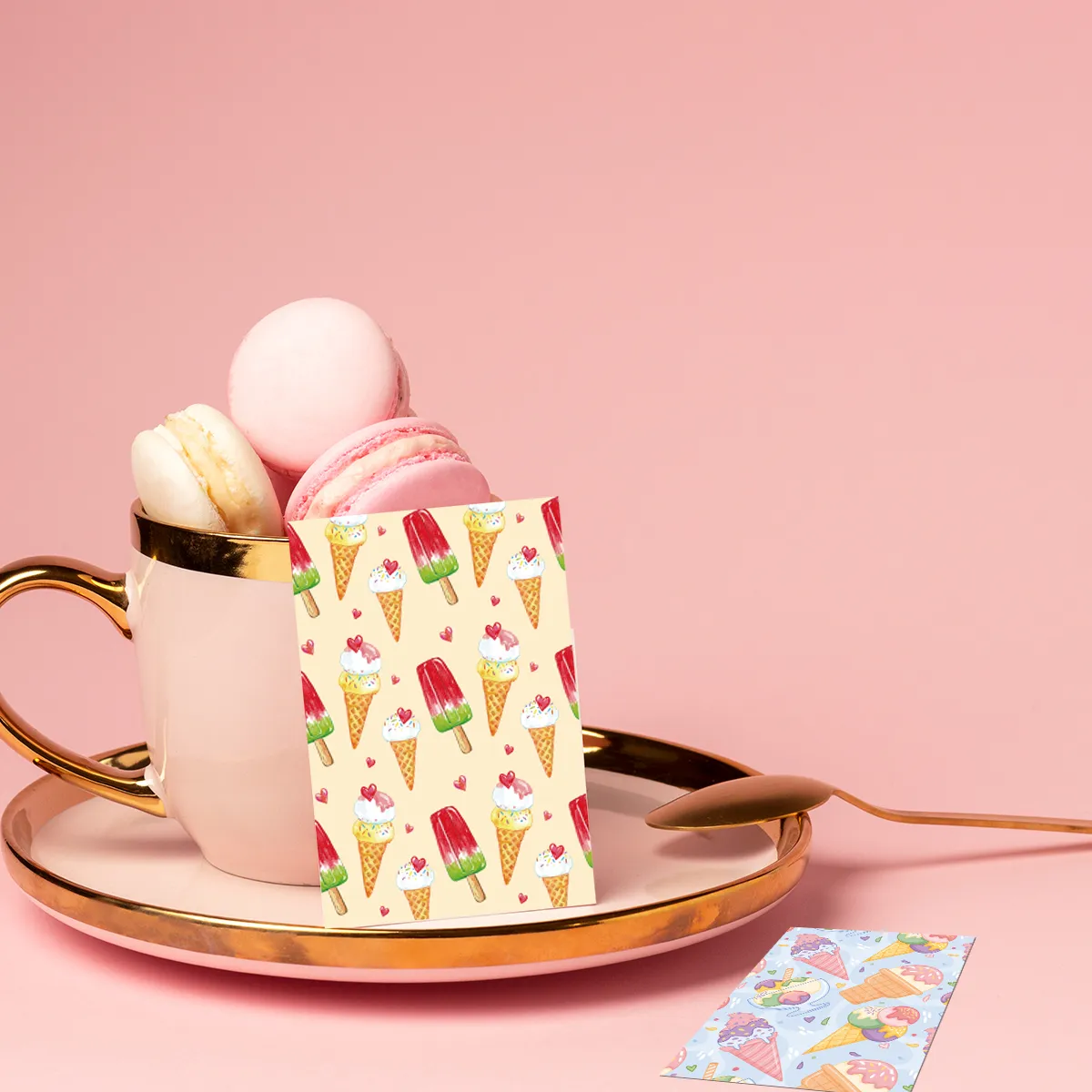 26pcs/set Hawaiian Fold Greeting Cards with Envelopes Summer Party DIY Gift Card Summer Ice Cream Themed Birthday Decorations