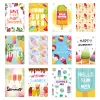 12pcs Hawaiian Postcard Hello Summer Ice Cream Pattern Greeting Cards Summer Beach Pool Party Decorations Gifts Gards Supplies