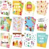 12pcs Hawaiian Postcard Hello Summer Ice Cream Pattern Greeting Cards Summer Beach Pool Party Decorations Gifts Gards Supplies