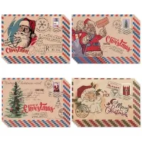 5Pcs Christmas Postcard Greeting Card Vintage Christmas Stamp Cards with Envelopes New Year Gift Card Xmas Party Decor Supplies