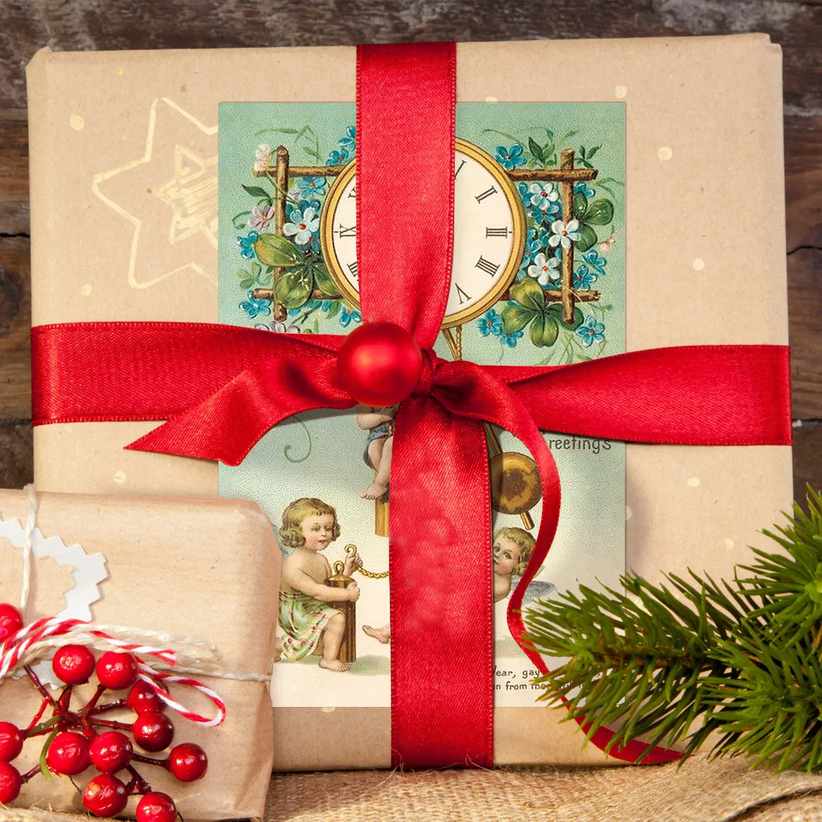 12pc Vintage-Inspired Postcards for Christmas & New Year,Happy New Year Greeting Card,Wall Collage Kit,Home Christmas Decoration