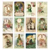 12pc Vintage-Inspired Postcards for Christmas & New Year,Happy New Year Greeting Card,Wall Collage Kit,Home Christmas Decoration