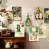 12pc Vintage-Inspired Postcards for Christmas & New Year,Happy New Year Greeting Card,Wall Collage Kit,Home Christmas Decoration