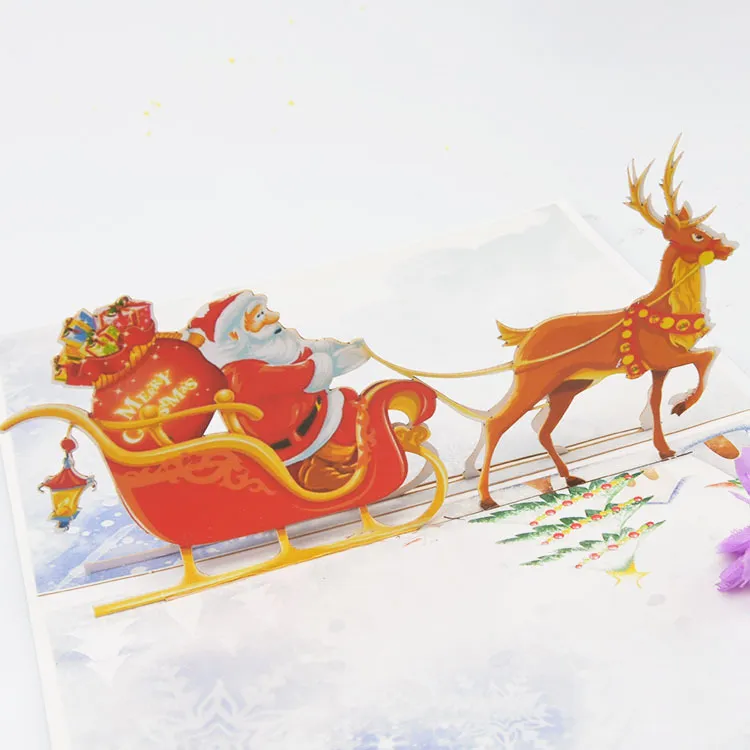 3D Pop UP Santa Cards Marry Christmas Greeting Cards Party Invitations Gifts New Year Greeting Card Anniversary Gifts Postcard