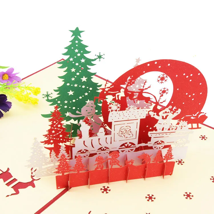 3D Pop UP Santa Cards Marry Christmas Greeting Cards Party Invitations Gifts New Year Greeting Card Anniversary Gifts Postcard