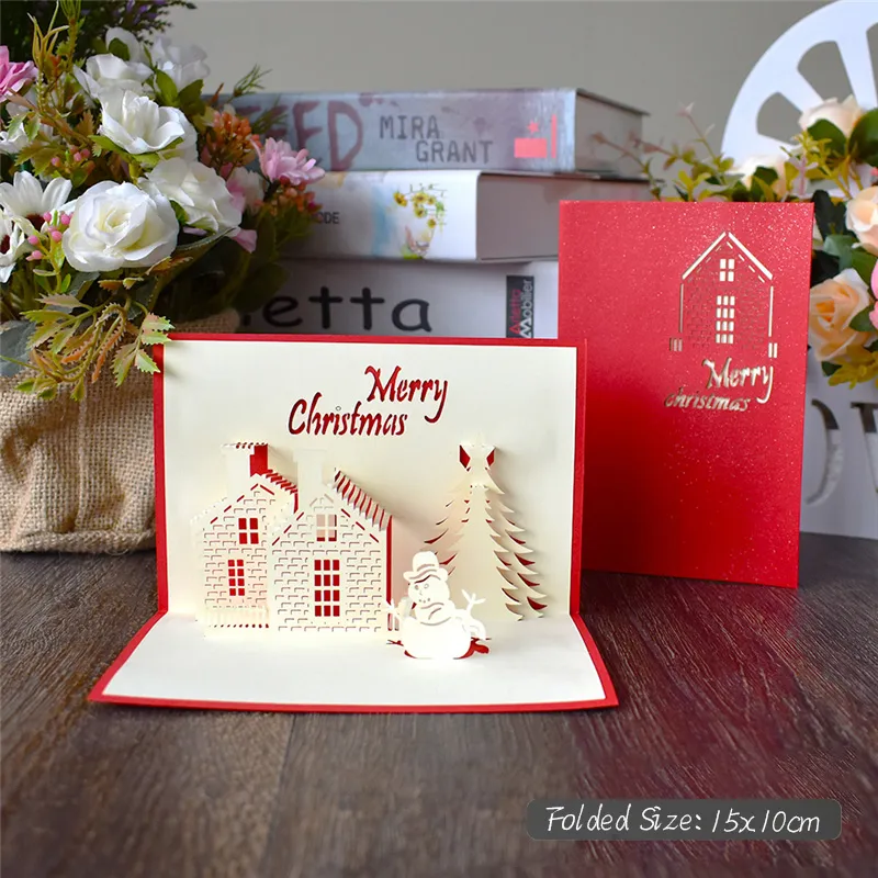 3D Pop UP Santa Cards Marry Christmas Greeting Cards Party Invitations Gifts New Year Greeting Card Anniversary Gifts Postcard