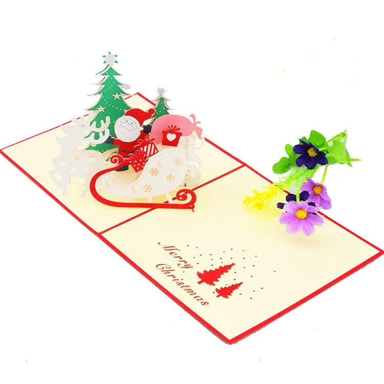 3D Pop UP Santa Cards Marry Christmas Greeting Cards Party Invitations Gifts New Year Greeting Card Anniversary Gifts Postcard