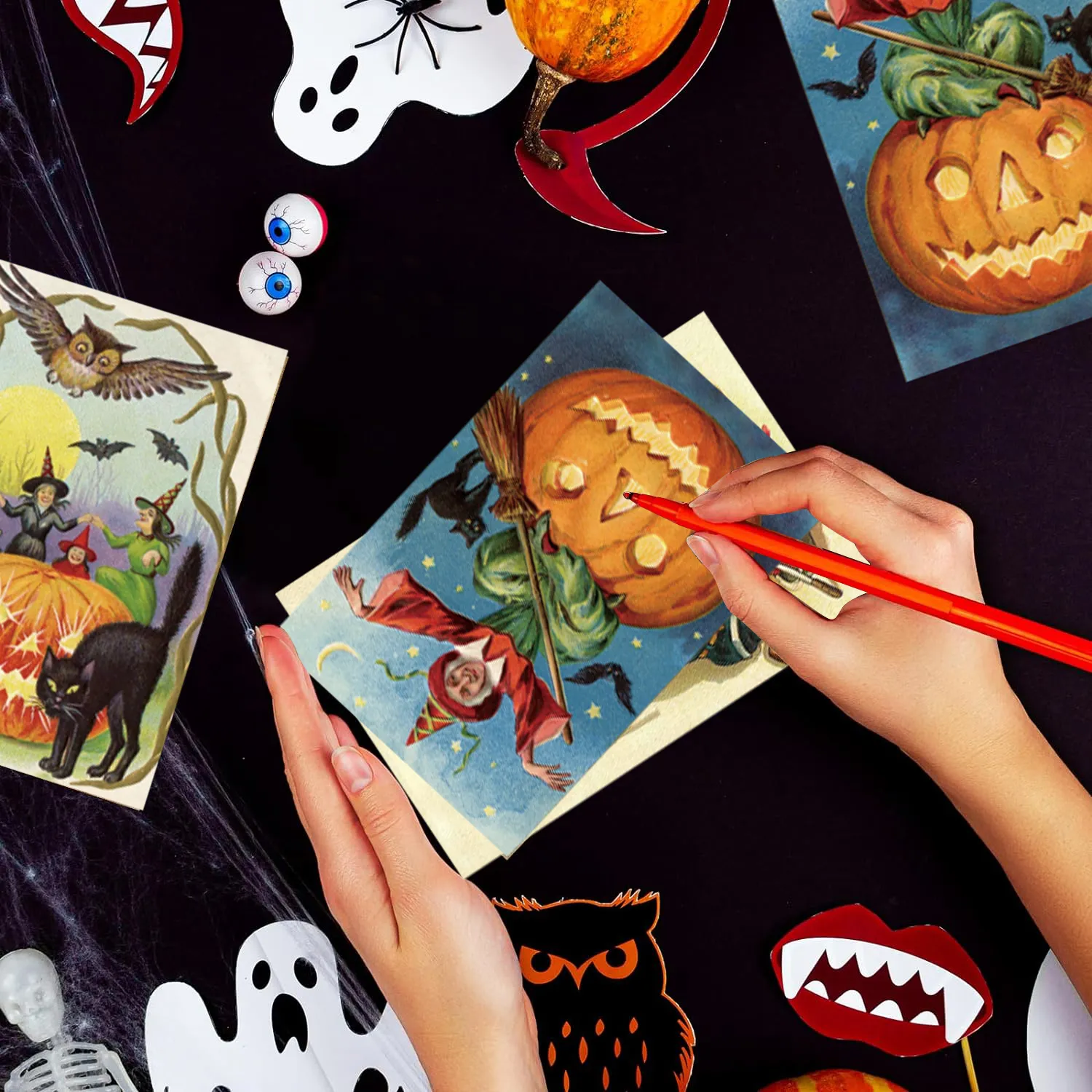 12/24pcs Halloween Pumpkin Ghost Greeting Cards Party Invitations Postcard Card Kids Gift Happy Halloween Party Supplies