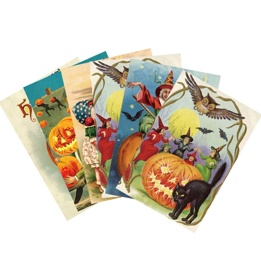 12/24pcs Halloween Pumpkin Ghost Greeting Cards Party Invitations Postcard Card Kids Gift Happy Halloween Party Supplies