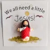 9*9cm Mini Easter Jesus Figures with Card Pocket Jesus Toy Sunday School Baptism Souvenirs Easter Invitation Cards