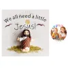 9*9cm Mini Easter Jesus Figures with Card Pocket Jesus Toy Sunday School Baptism Souvenirs Easter Invitation Cards
