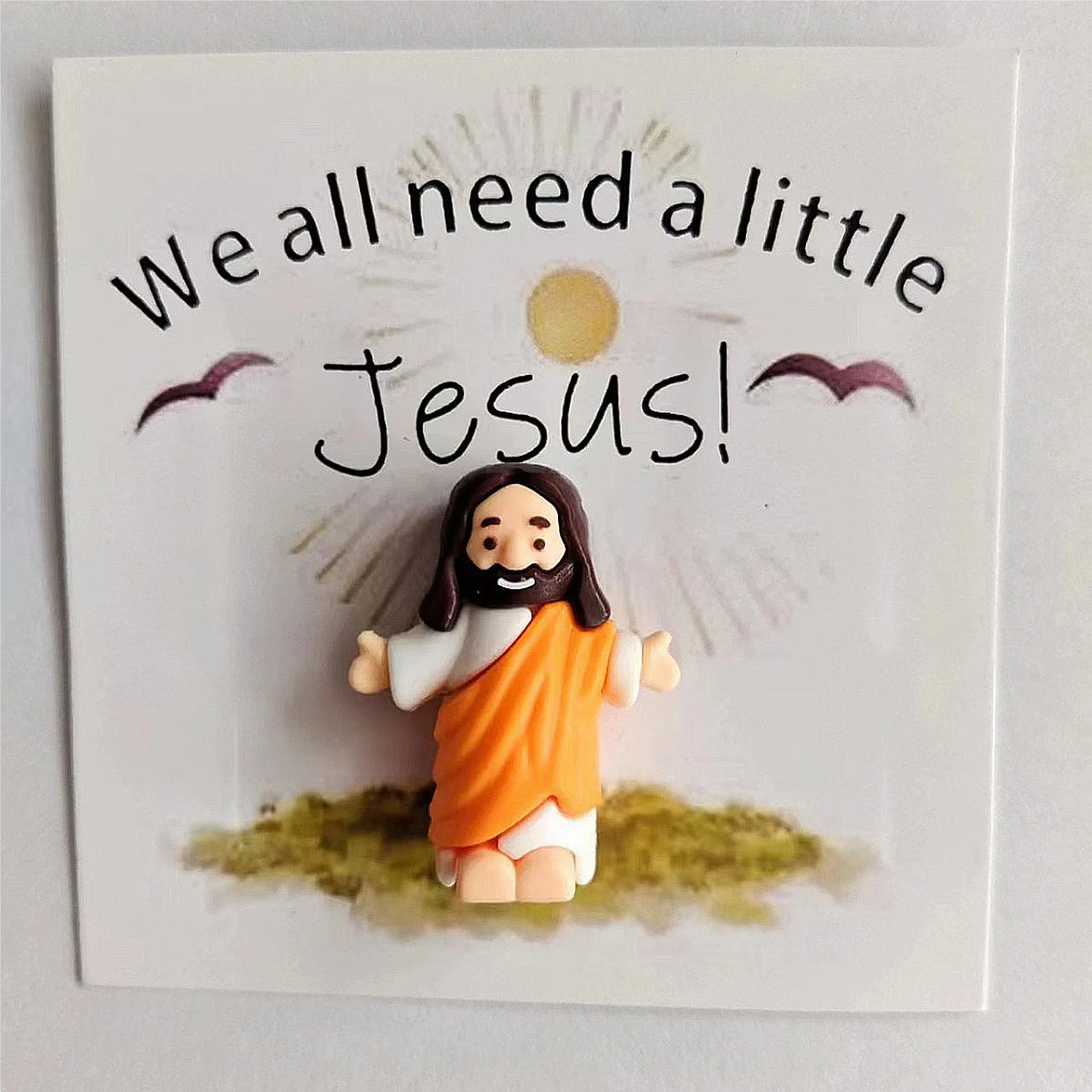 9*9cm Mini Easter Jesus Figures with Card Pocket Jesus Toy Sunday School Baptism Souvenirs Easter Invitation Cards