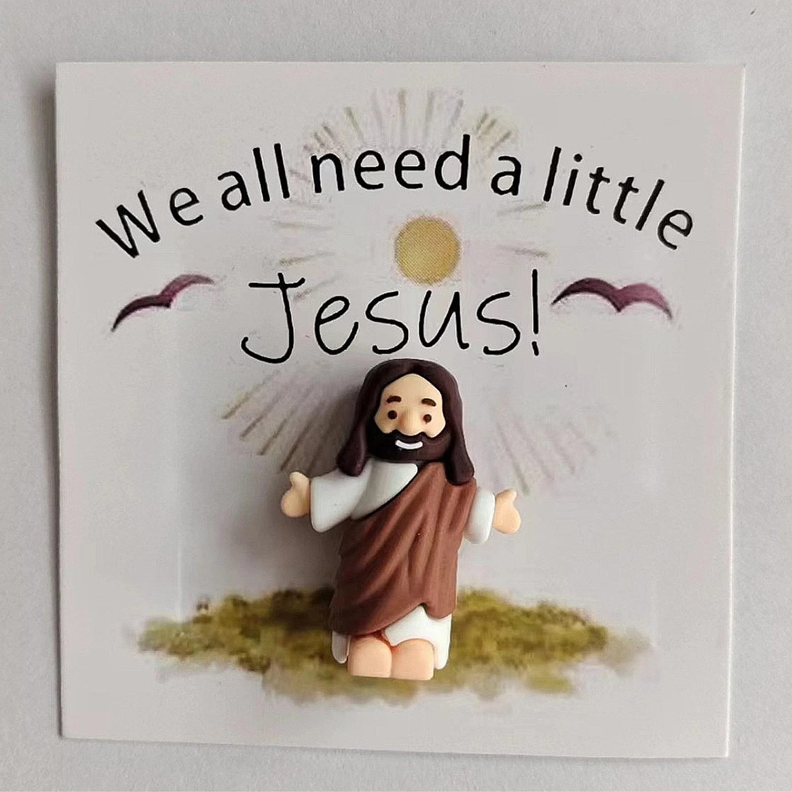 9*9cm Mini Easter Jesus Figures with Card Pocket Jesus Toy Sunday School Baptism Souvenirs Easter Invitation Cards