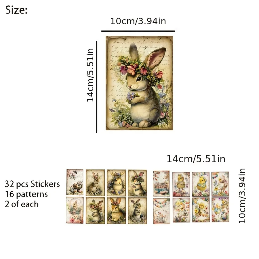JAIIMAN 44pcs Card Set Spring Easter Egg Patterns, for Greeting Poster Cards, Paper Craft,Holiday Flag DIY, Album Decor, Craft