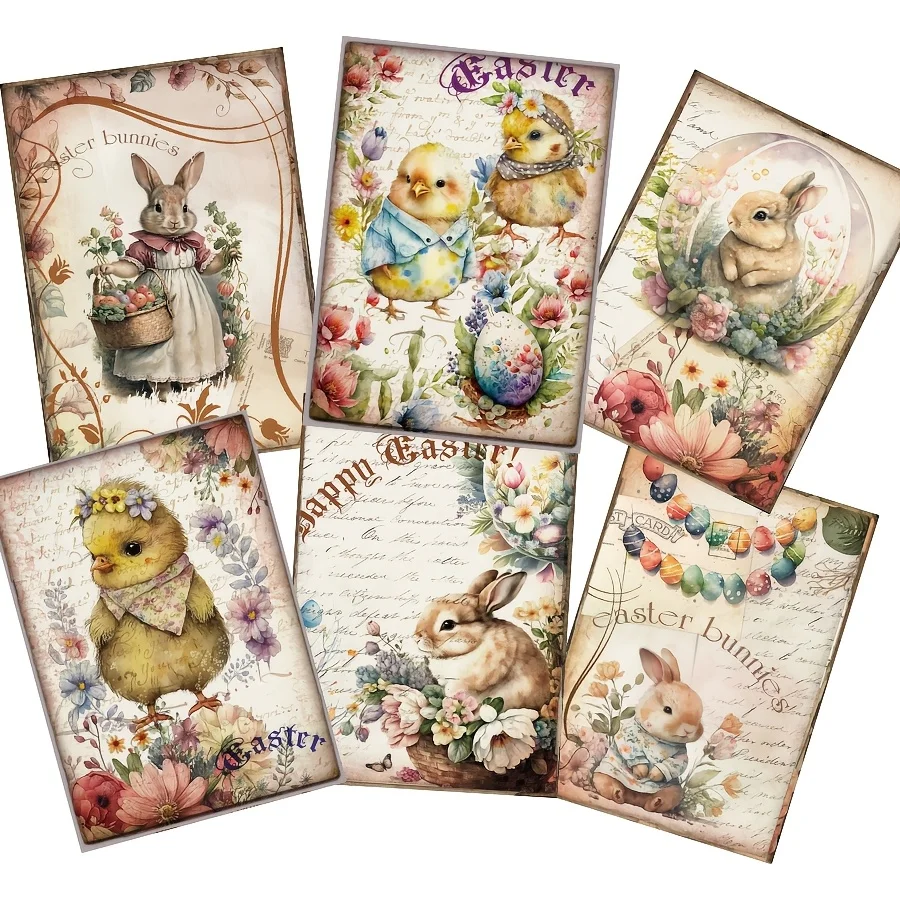 JAIIMAN 44pcs Card Set Spring Easter Egg Patterns, for Greeting Poster Cards, Paper Craft,Holiday Flag DIY, Album Decor, Craft