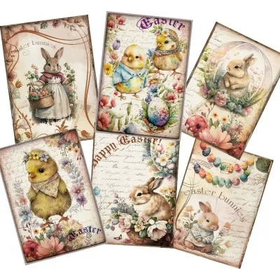 JAIIMAN 44pcs Card Set Spring Easter Egg Patterns, for Greeting Poster Cards, Paper Craft,Holiday Flag DIY, Album Decor, Craft