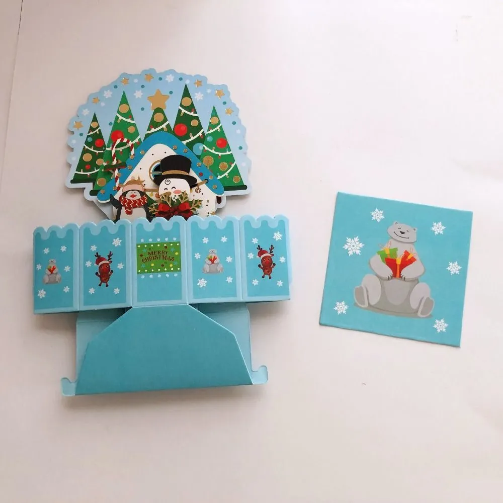 3D Pop Up Greeting Cards Merry Christmas Cards New Year Greeting Cards Blessing Postcard Swan Mermaid Thank You Cards Decor Gift