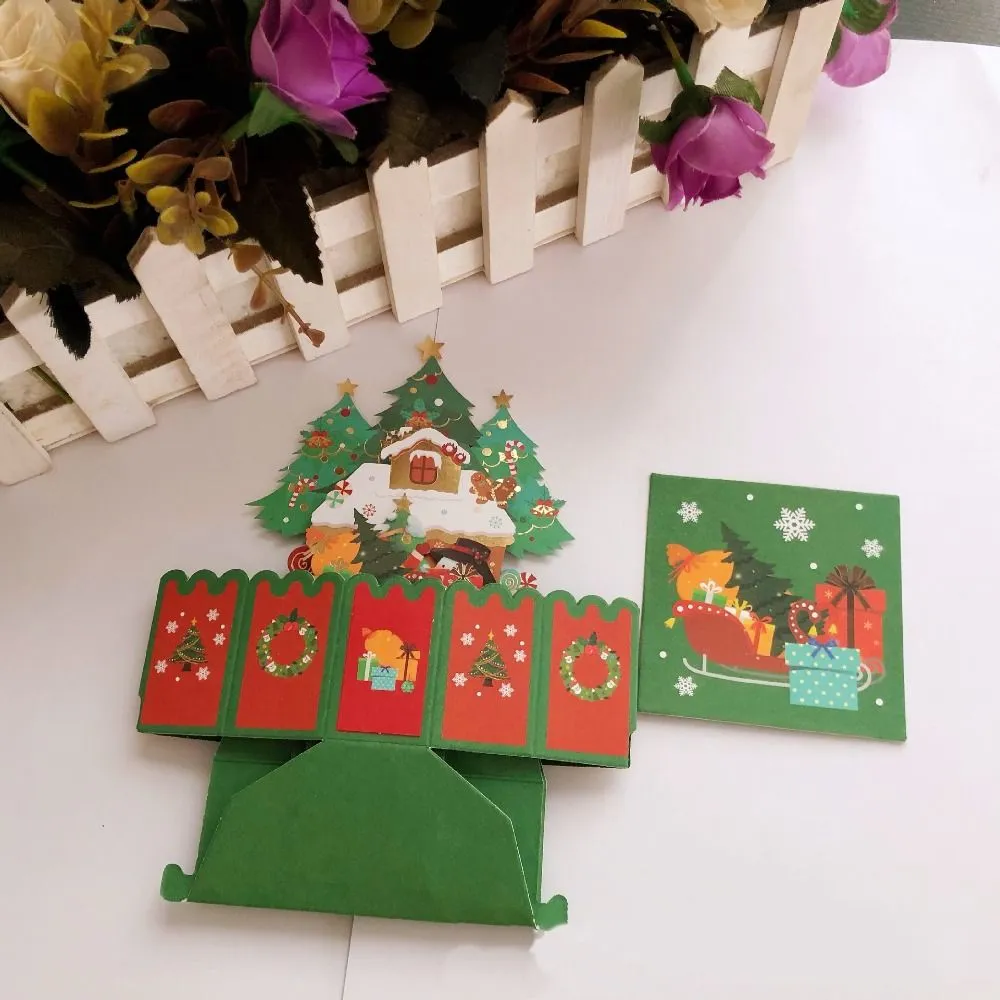 3D Pop Up Greeting Cards Merry Christmas Cards New Year Greeting Cards Blessing Postcard Swan Mermaid Thank You Cards Decor Gift