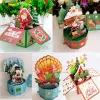 3D Pop Up Greeting Cards Merry Christmas Cards New Year Greeting Cards Blessing Postcard Swan Mermaid Thank You Cards Decor Gift