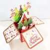 3D Pop Up Greeting Cards Merry Christmas Cards New Year Greeting Cards Blessing Postcard Swan Mermaid Thank You Cards Decor Gift