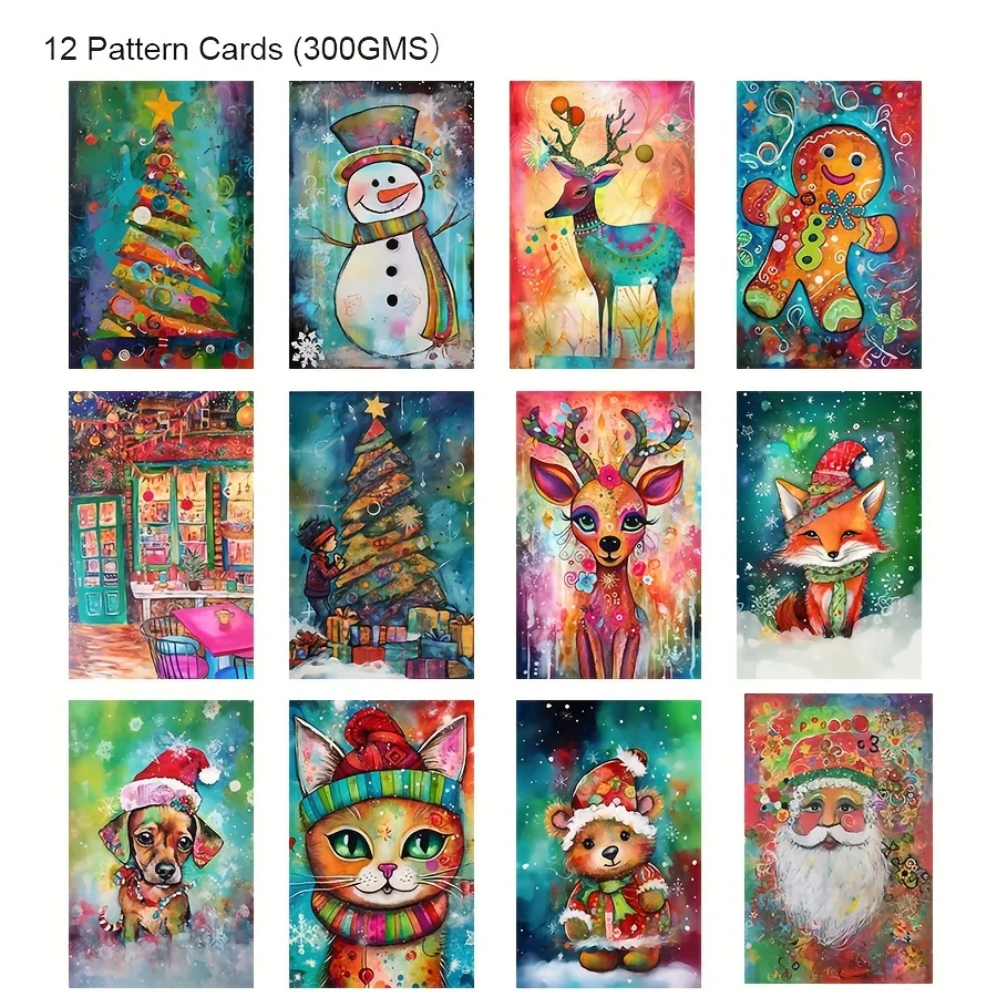 JAIIMAN 44pcs Card and Sticker set for Holiday,Halloween,Christmas,Harvest,Thanksgiving,Xmas with Snowman,Pumpkin Pattern for