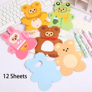 12Pcs Cratoon Animal Theme Folding Greeting Card Invitations Gift Card for Kids Birthday Baby Shower Back To Shool Party Decor