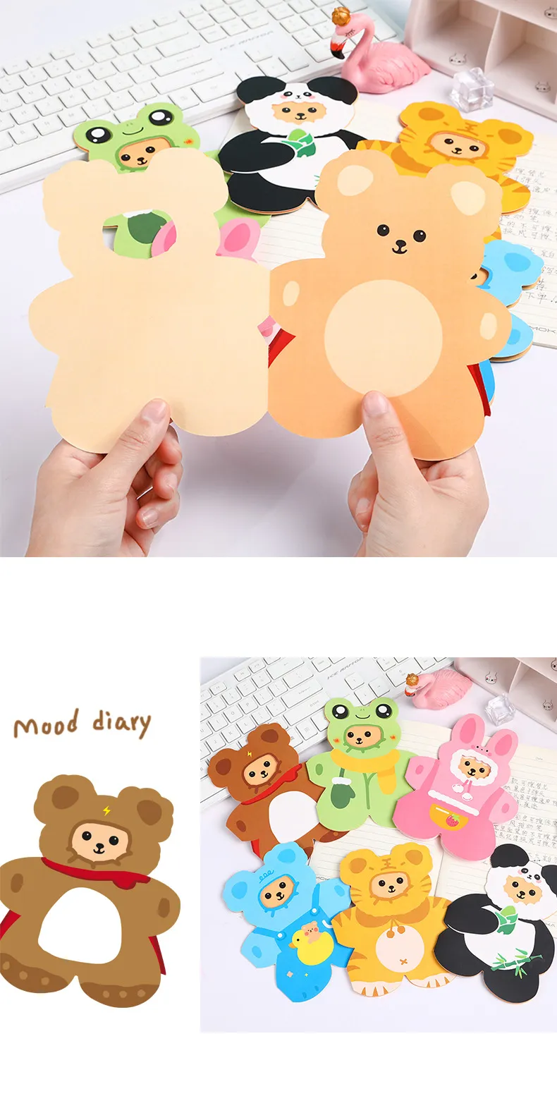 12Pcs Cratoon Animal Theme Folding Greeting Card Invitations Gift Card for Kids Birthday Baby Shower Back To Shool Party Decor