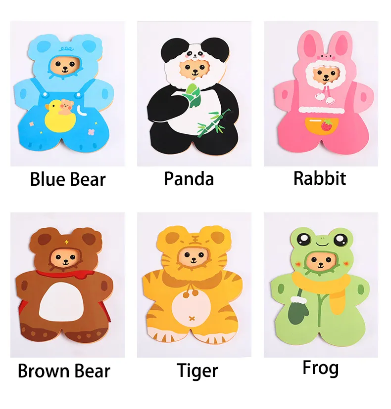 12Pcs Cratoon Animal Theme Folding Greeting Card Invitations Gift Card for Kids Birthday Baby Shower Back To Shool Party Decor