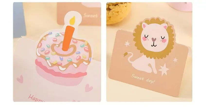 12 Sheets Cartoon Cute Animal Birthday Invitations Card Baby Shower Blessing Thank You New Year Greeting Card with Envelope