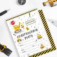 10pcs Kid's Birthday Invitations Cards Decorations Construction Excavator Car Theme Party Favors Baby Shower Party Supplies