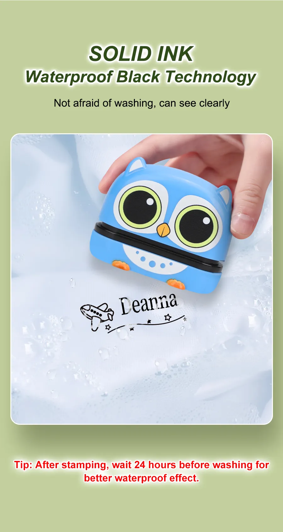 Personalized Baby Name Stamp Set - Custom Waterproof Ink Seal for School, Travel & Kindergarten, Durable Non-Fading Toy Gift