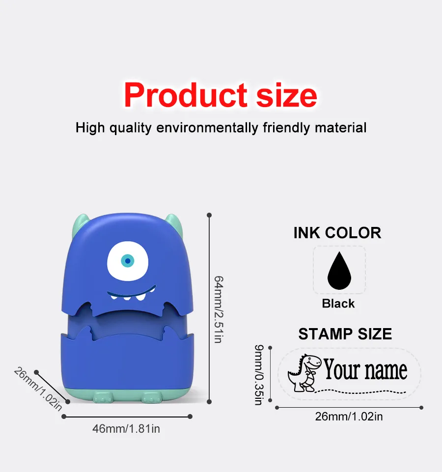 Custom Cartoon Baby Name Stamp Kit - Reusable for Cotton/Modal Clothes & School Bags, Non-Toxic Waterproof Ink Seal