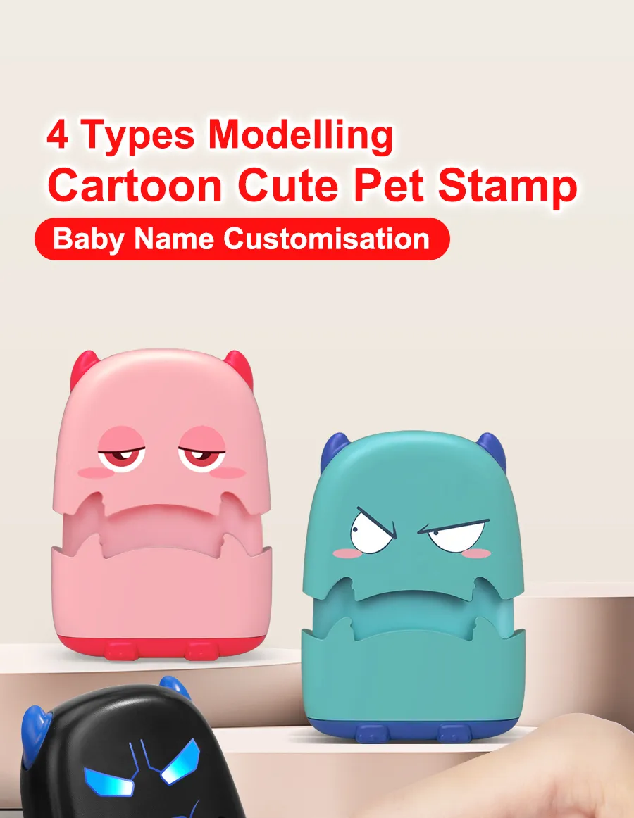 Custom Cartoon Baby Name Stamp Kit - Reusable for Cotton/Modal Clothes & School Bags, Non-Toxic Waterproof Ink Seal